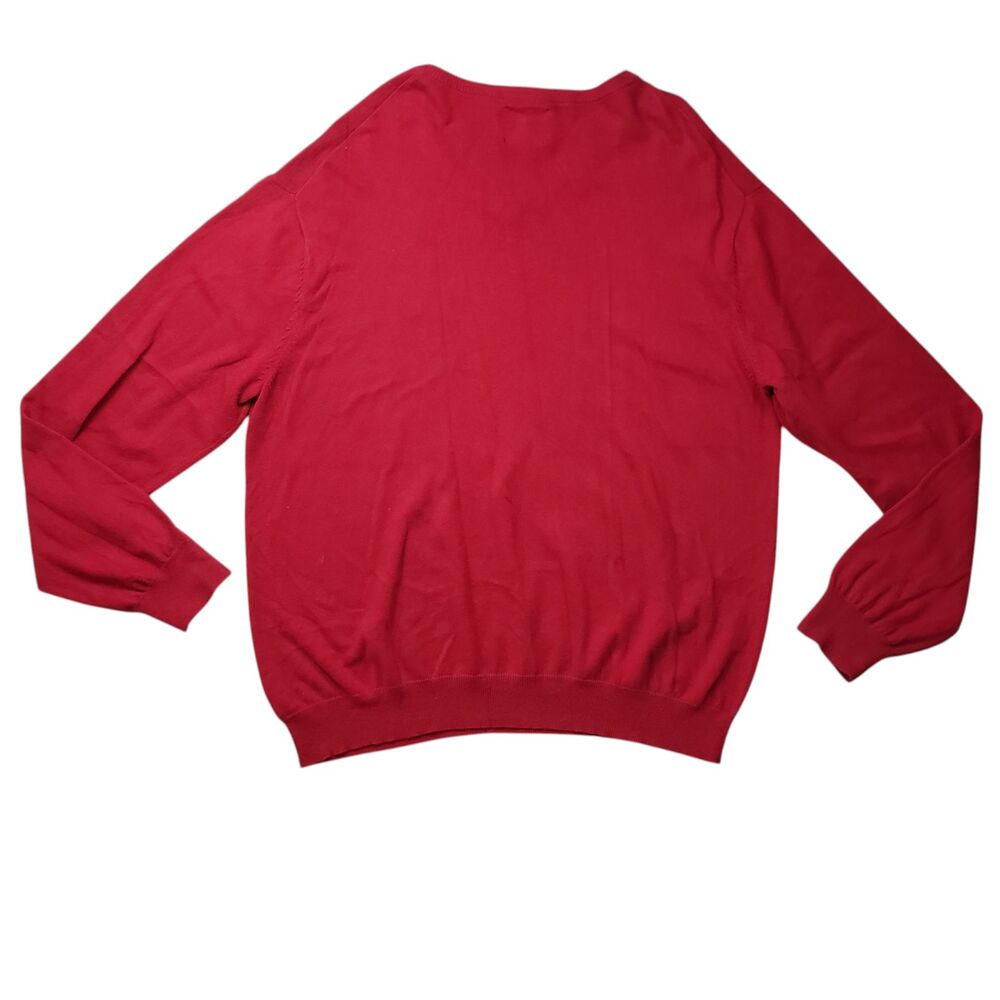 Chaps Sweater Mens XXL Red Cotton Cashmere Knit V-Neck - Picture 8 of 10